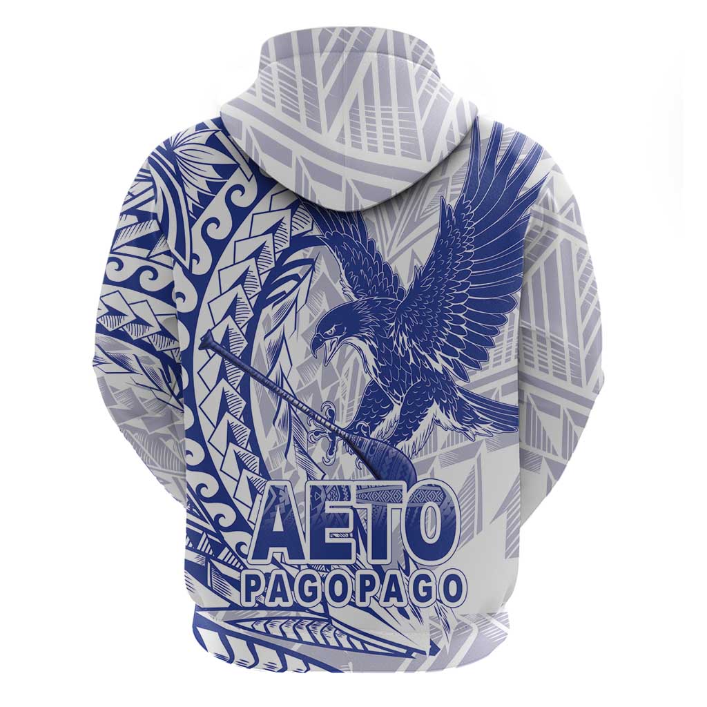 Samoa Pago Pago Aeto Hoodie Wingstyle Blue-White Color - Polynesian Pride