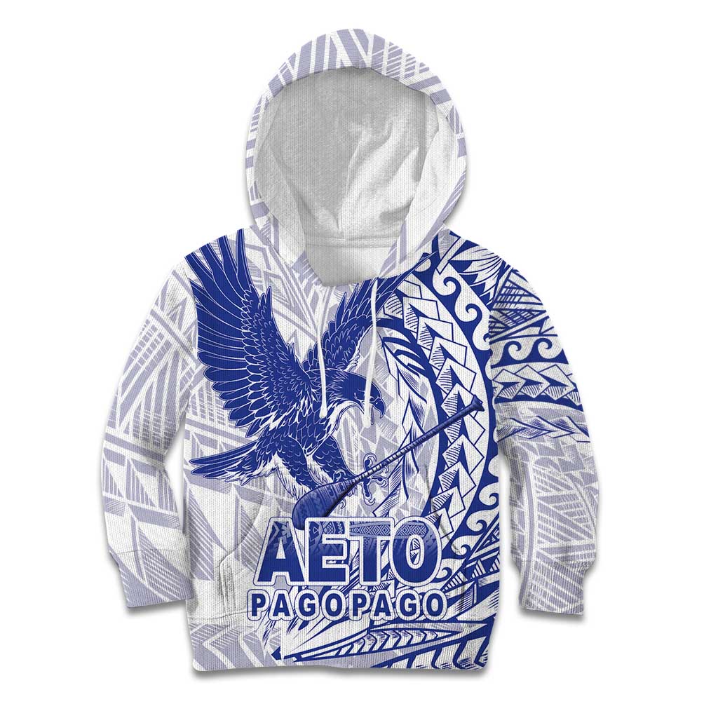 Samoa Pago Pago Aeto Kid Hoodie Wingstyle Blue-White Color - Polynesian Pride