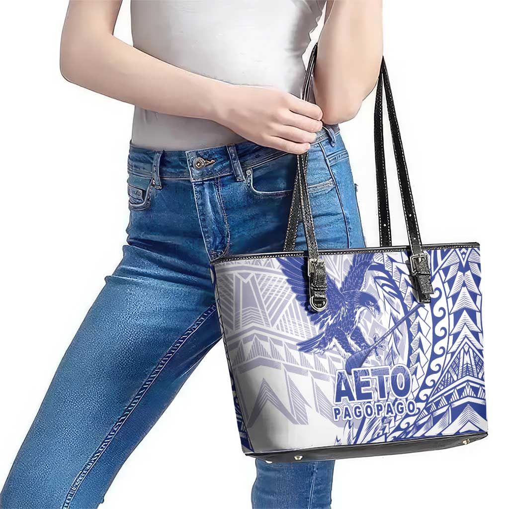 Samoa Pago Pago Aeto Leather Tote Bag Wingstyle Blue-White Color - Polynesian Pride