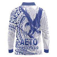 Samoa Pago Pago Aeto Long Sleeve Polo Shirt Wingstyle Blue-White Color - Polynesian Pride