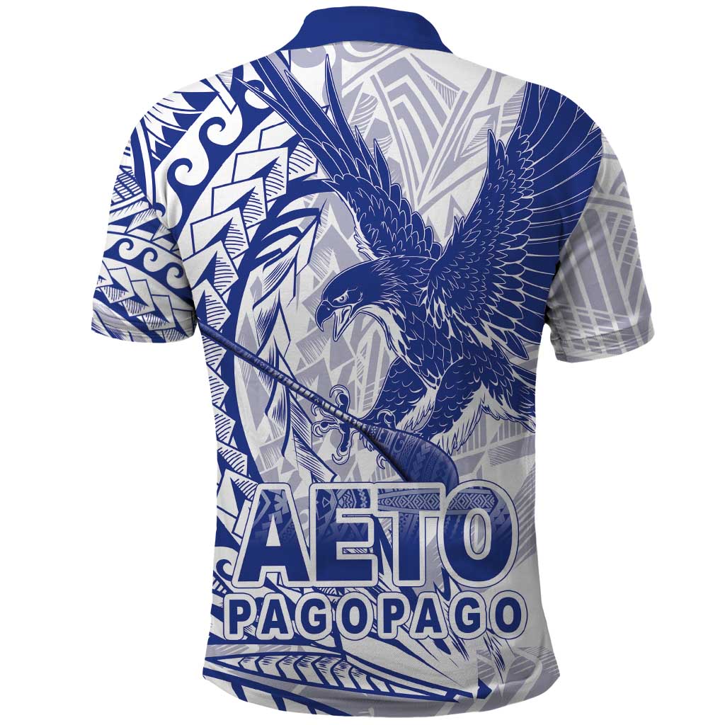 Samoa Pago Pago Aeto Polo Shirt Wingstyle Blue-White Color - Polynesian Pride