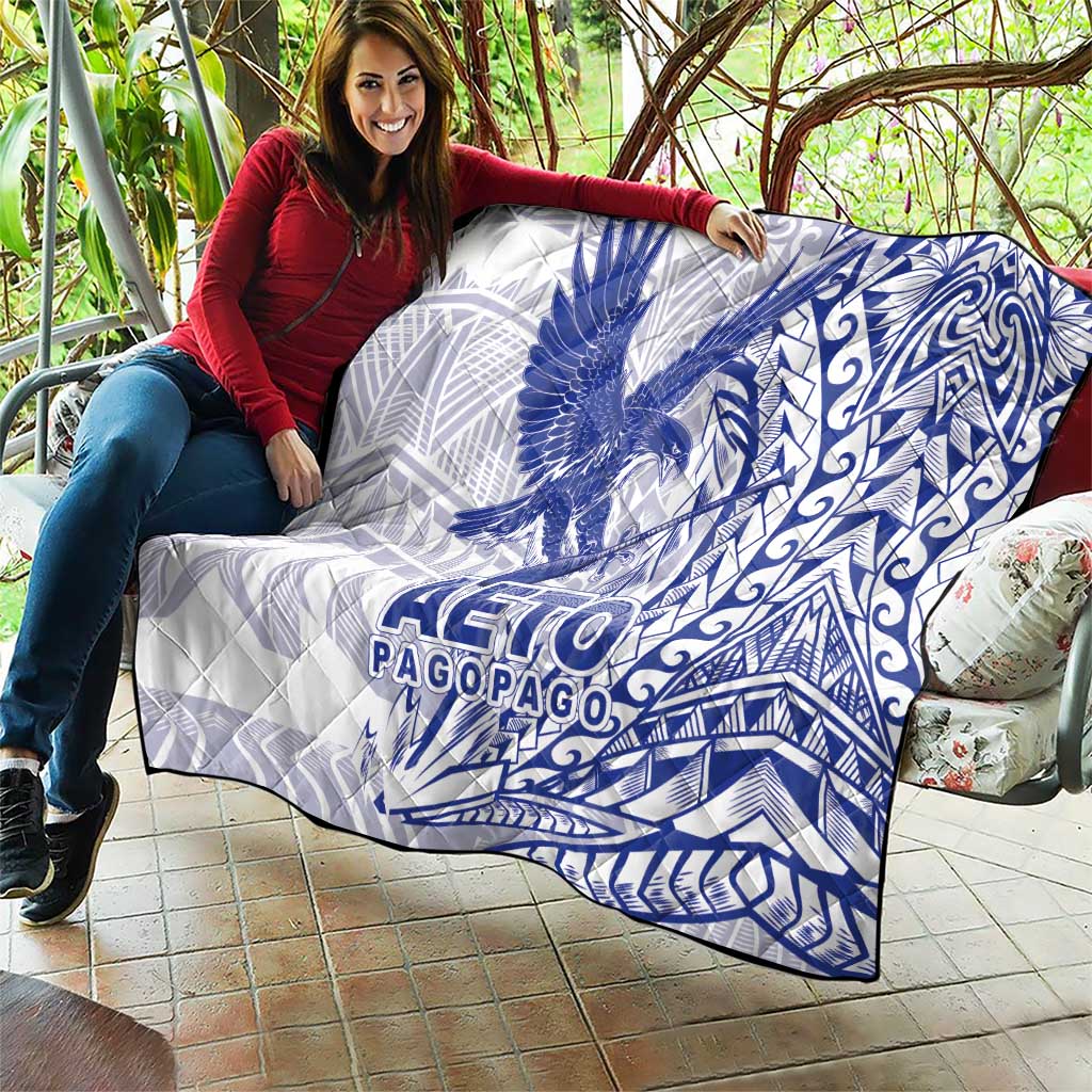 Samoa Pago Pago Aeto Quilt Wingstyle Blue-White Color - Polynesian Pride