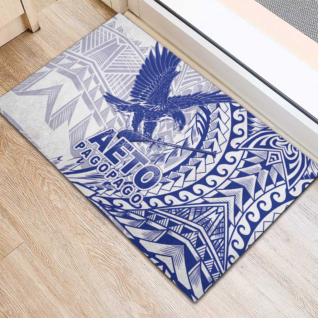 Samoa Pago Pago Aeto Rubber Doormat Wingstyle Blue-White Color - Polynesian Pride