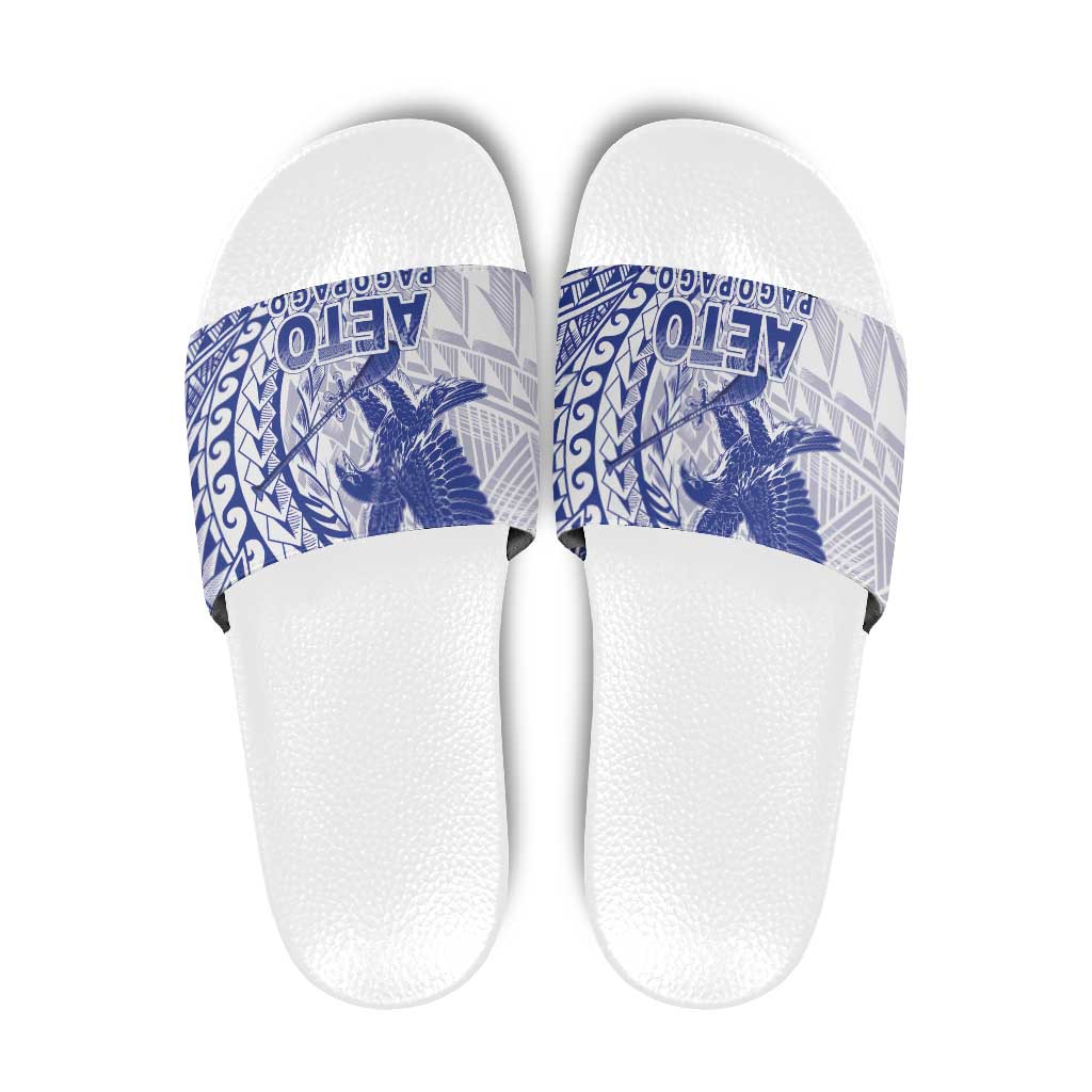 Samoa Pago Pago Aeto Slide Sandals Wingstyle Blue-White Color - Polynesian Pride