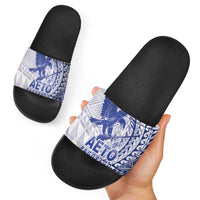 Samoa Pago Pago Aeto Slide Sandals Wingstyle Blue-White Color - Polynesian Pride