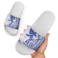 Samoa Pago Pago Aeto Slide Sandals Wingstyle Blue-White Color - Polynesian Pride