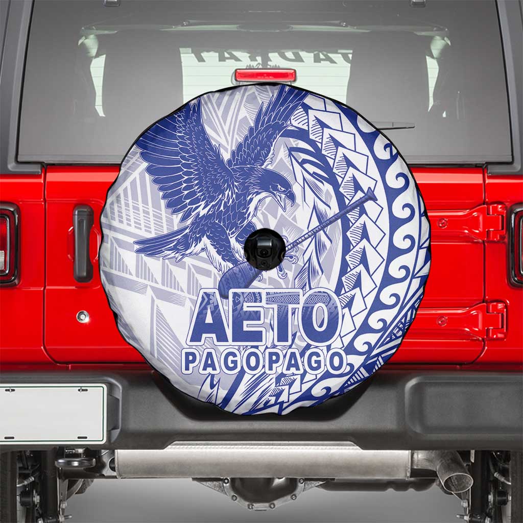 Samoa Pago Pago Aeto Spare Tire Cover Wingstyle Blue-White Color - Polynesian Pride