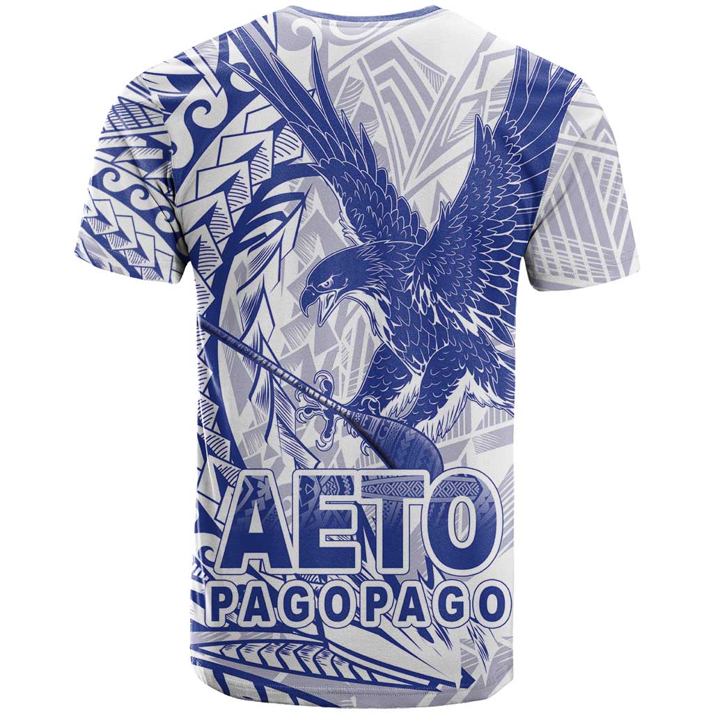 Samoa Pago Pago Aeto T Shirt Wingstyle Blue-White Color - Polynesian Pride