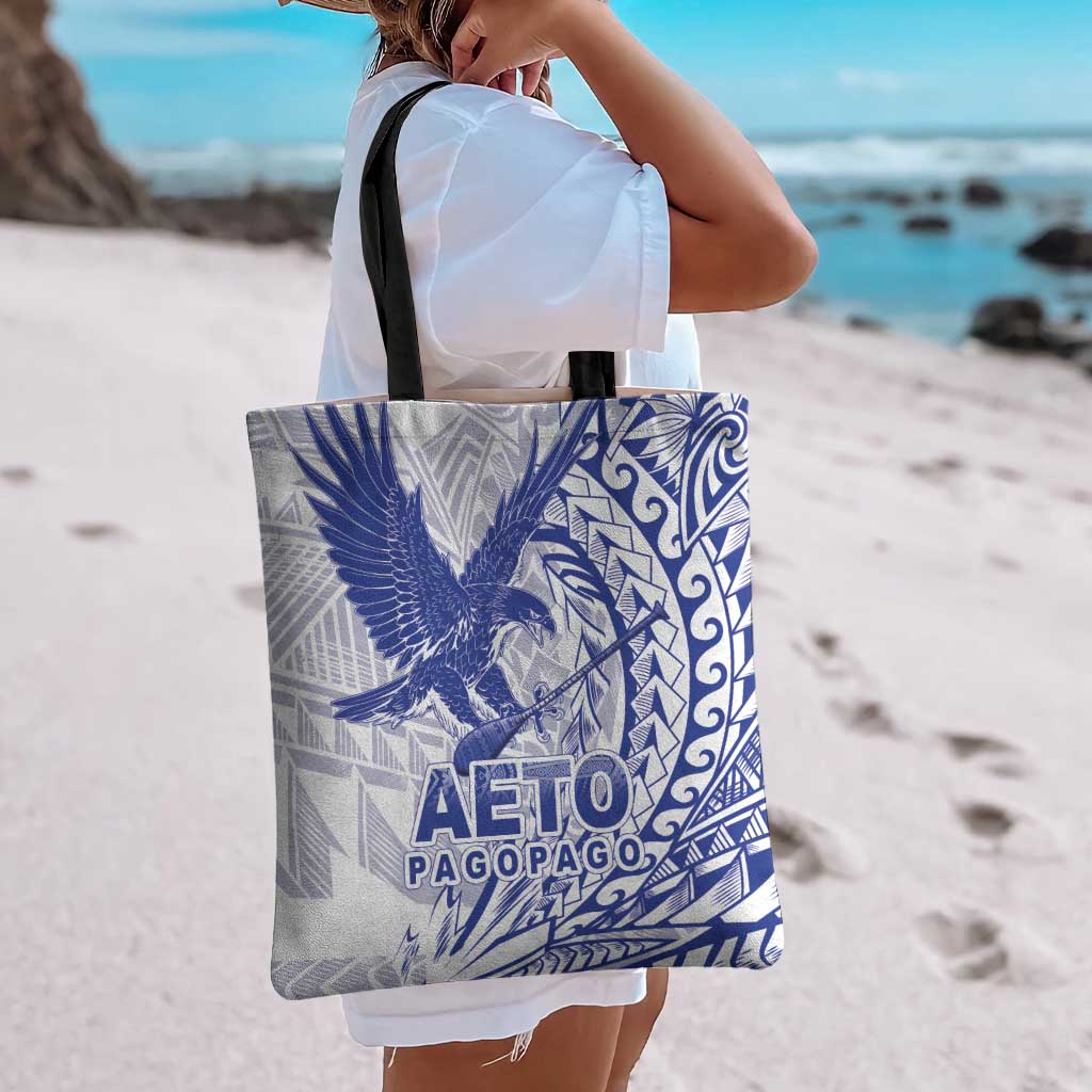 American Samoa Pago Pago Aeto Tote Bag Wingstyle Blue-White Color LT03 - Polynesian Pride