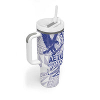 American Samoa Pago Pago Aeto Tumbler With Handle Wingstyle Blue-White Color LT03 - Polynesian Pride