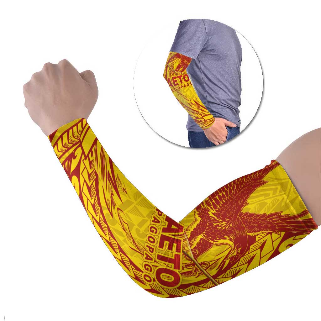 American Samoa Pago Pago Aeto Arm Sleeves Wingstyle Red-Gold Color LT03 Set of 2 Yellow - Polynesian Pride