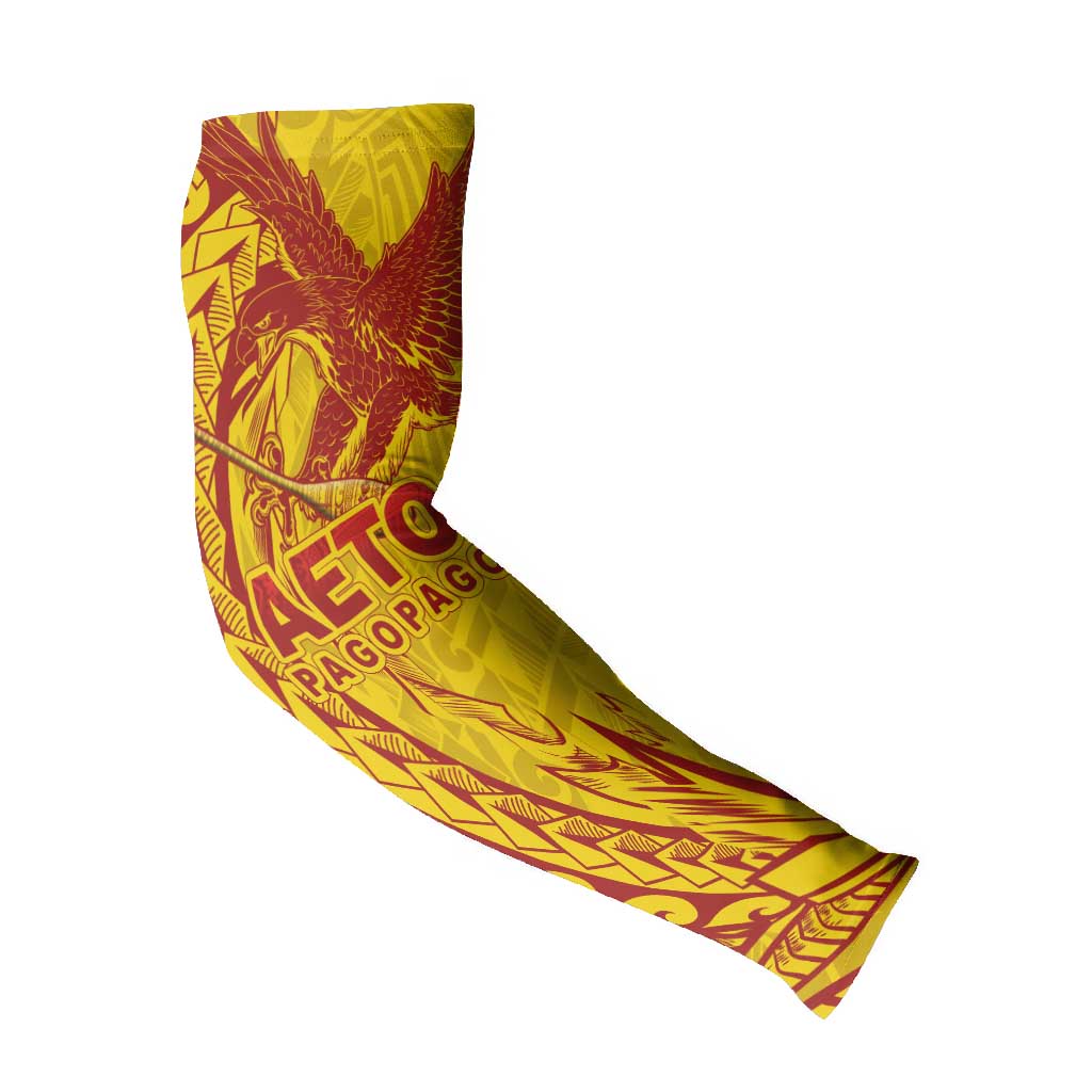 American Samoa Pago Pago Aeto Arm Sleeves Wingstyle Red-Gold Color LT03 - Polynesian Pride