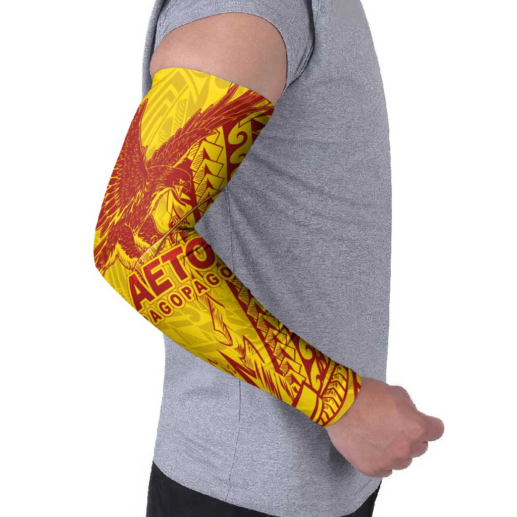 American Samoa Pago Pago Aeto Arm Sleeves Wingstyle Red-Gold Color LT03 - Polynesian Pride