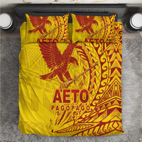 American Samoa Pago Pago Aeto Bedding Set Wingstyle Red-Gold Color LT03 Yellow - Polynesian Pride