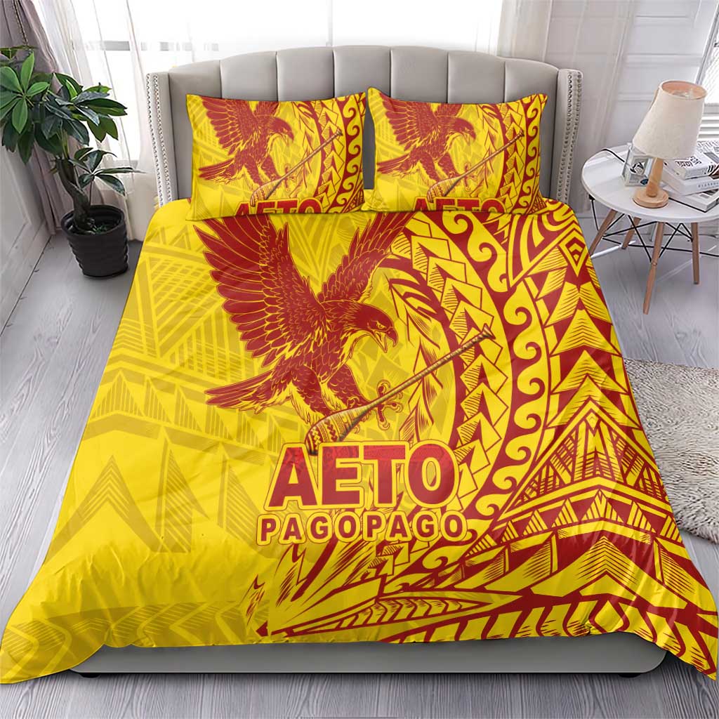 American Samoa Pago Pago Aeto Bedding Set Wingstyle Red-Gold Color LT03 - Polynesian Pride