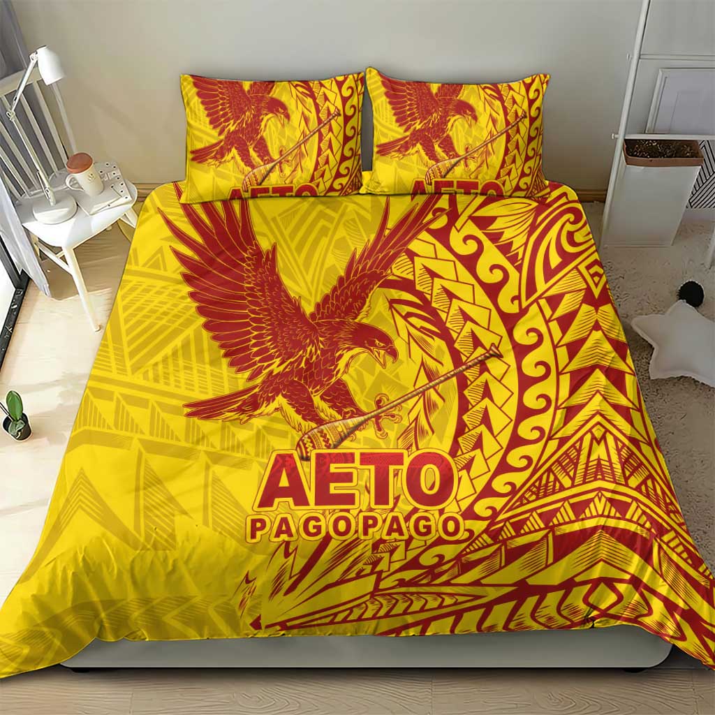 American Samoa Pago Pago Aeto Bedding Set Wingstyle Red-Gold Color LT03 - Polynesian Pride
