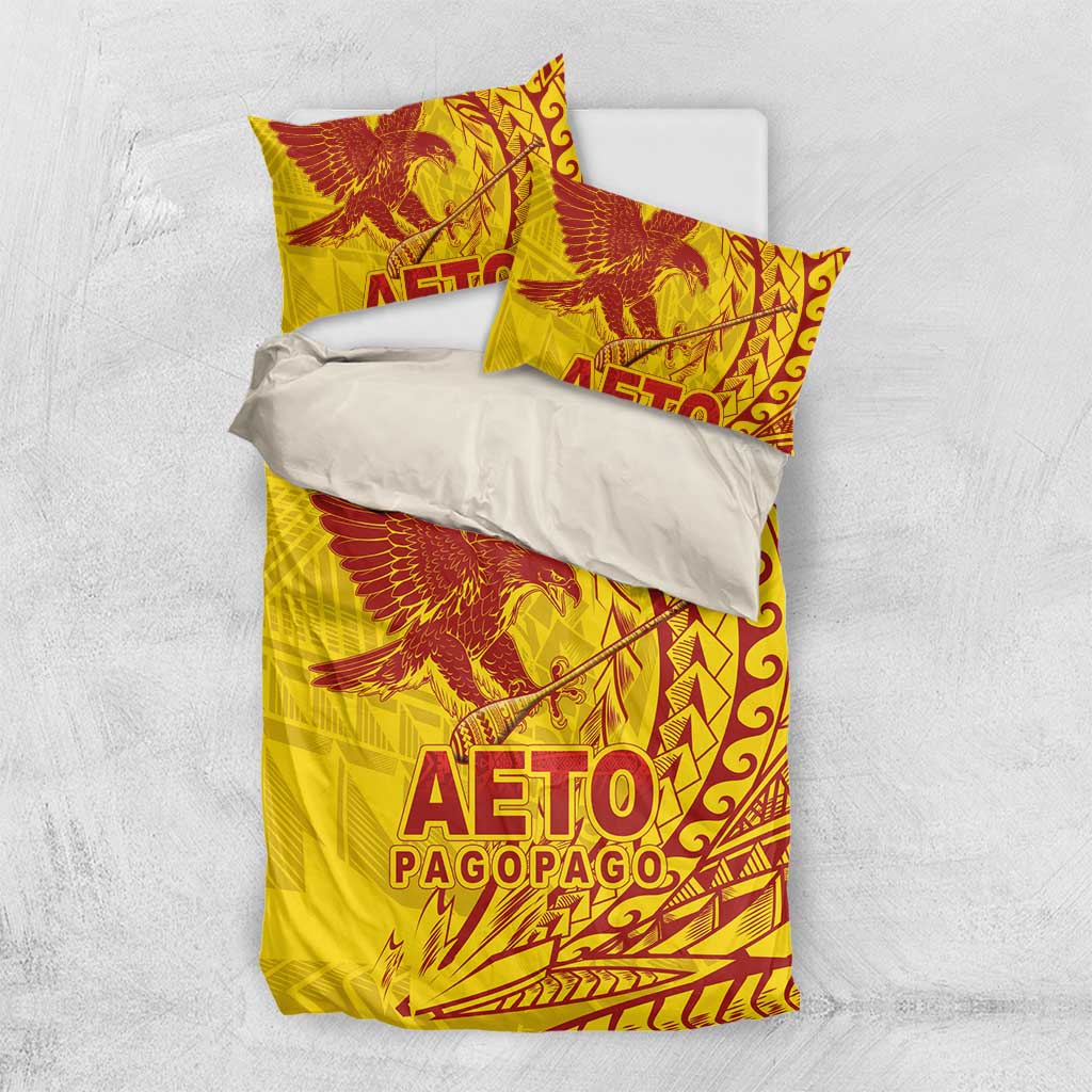 American Samoa Pago Pago Aeto Bedding Set Wingstyle Red-Gold Color LT03 US Twin 172cm x 218cm Yellow - Polynesian Pride