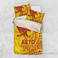 American Samoa Pago Pago Aeto Bedding Set Wingstyle Red-Gold Color LT03 US Twin 172cm x 218cm Yellow - Polynesian Pride
