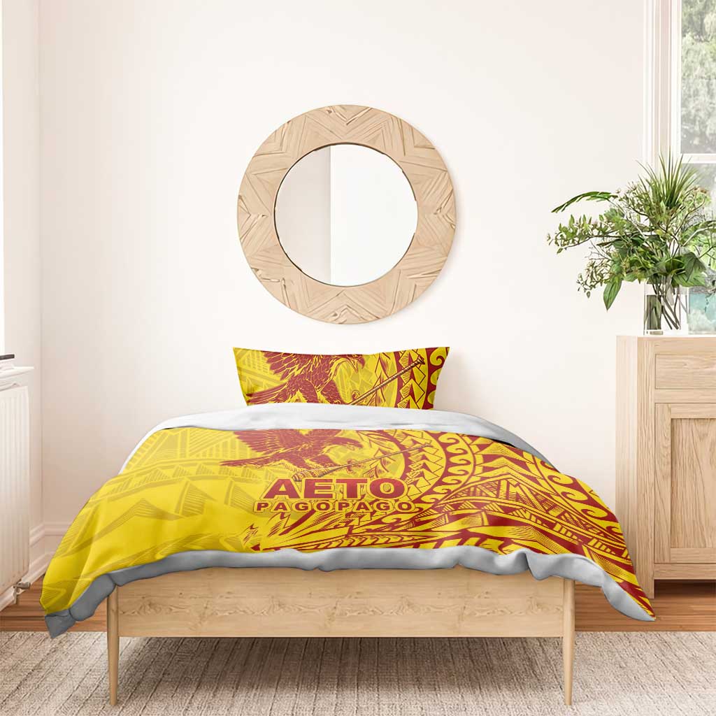 American Samoa Pago Pago Aeto Bedding Set Wingstyle Red-Gold Color LT03 - Polynesian Pride