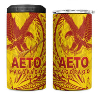 Samoa Pago Pago Aeto 4 in 1 Can Cooler Tumbler Wingstyle Red-Gold Color - Polynesian Pride