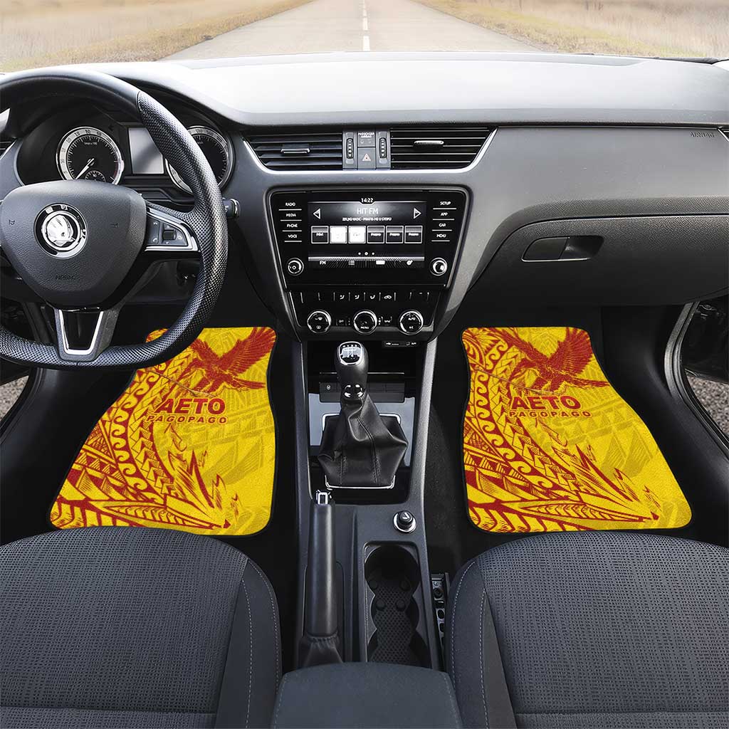 American Samoa Pago Pago Aeto Car Mats Wingstyle Red-Gold Color LT03 Set 2pcs - Front Yellow - Polynesian Pride