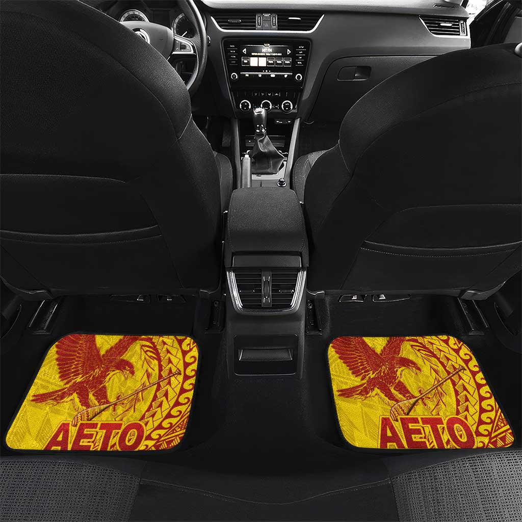 American Samoa Pago Pago Aeto Car Mats Wingstyle Red-Gold Color LT03 Set 2pcs - Back Yellow - Polynesian Pride