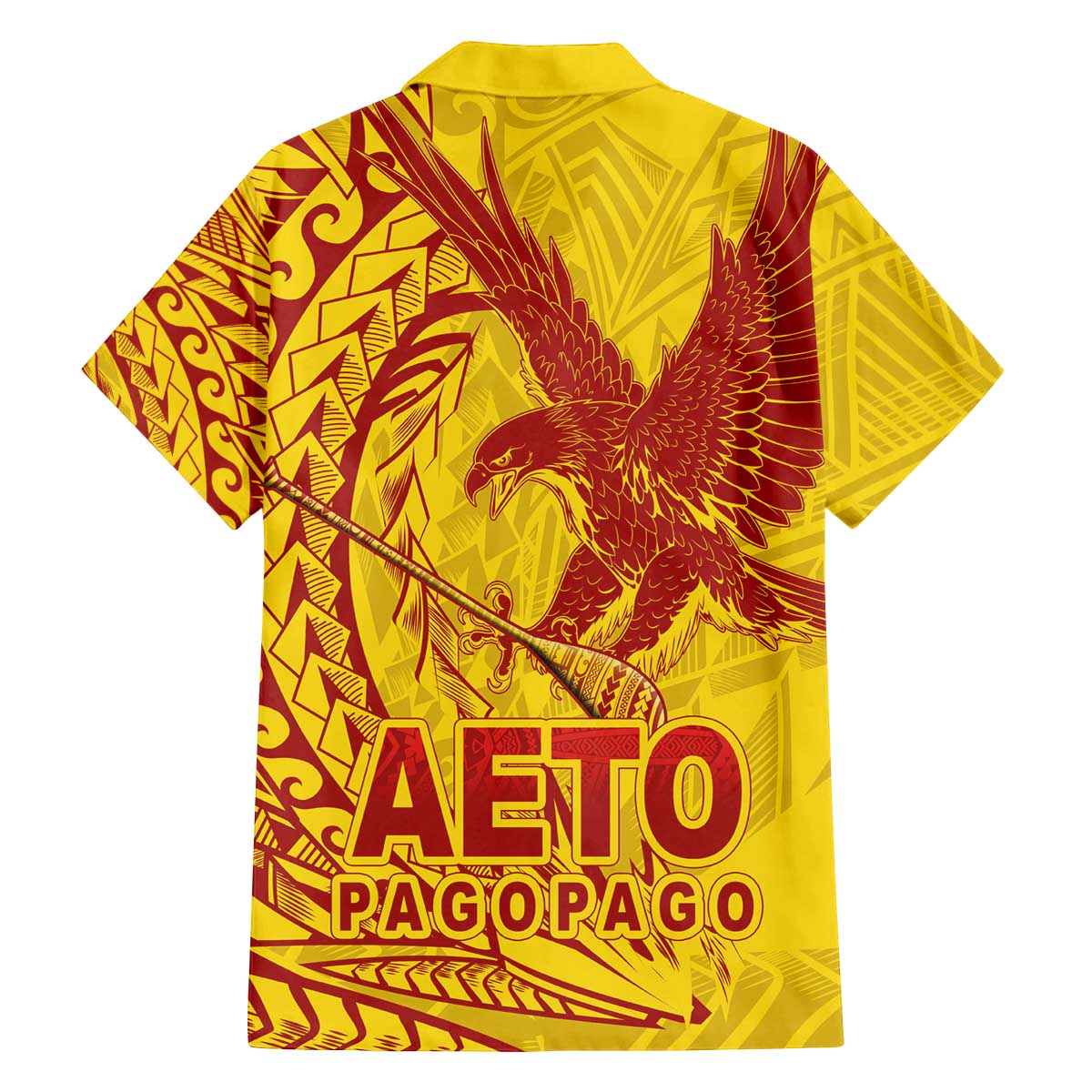 Samoa Pago Pago Aeto Family Matching Off The Shoulder Long Sleeve Dress and Hawaiian Shirt Wingstyle Red-Gold Color - Polynesian Pride
