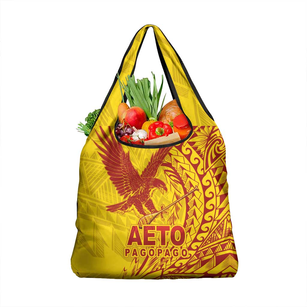American Samoa Pago Pago Aeto Grocery Bag Wingstyle Red-Gold Color LT03 1-pack One Size Yellow - Polynesian Pride