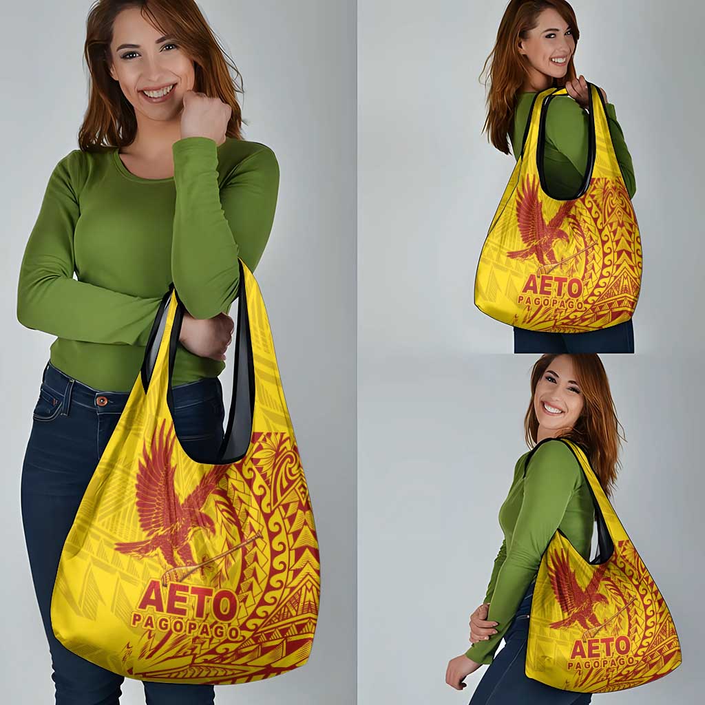 American Samoa Pago Pago Aeto Grocery Bag Wingstyle Red-Gold Color LT03 - Polynesian Pride