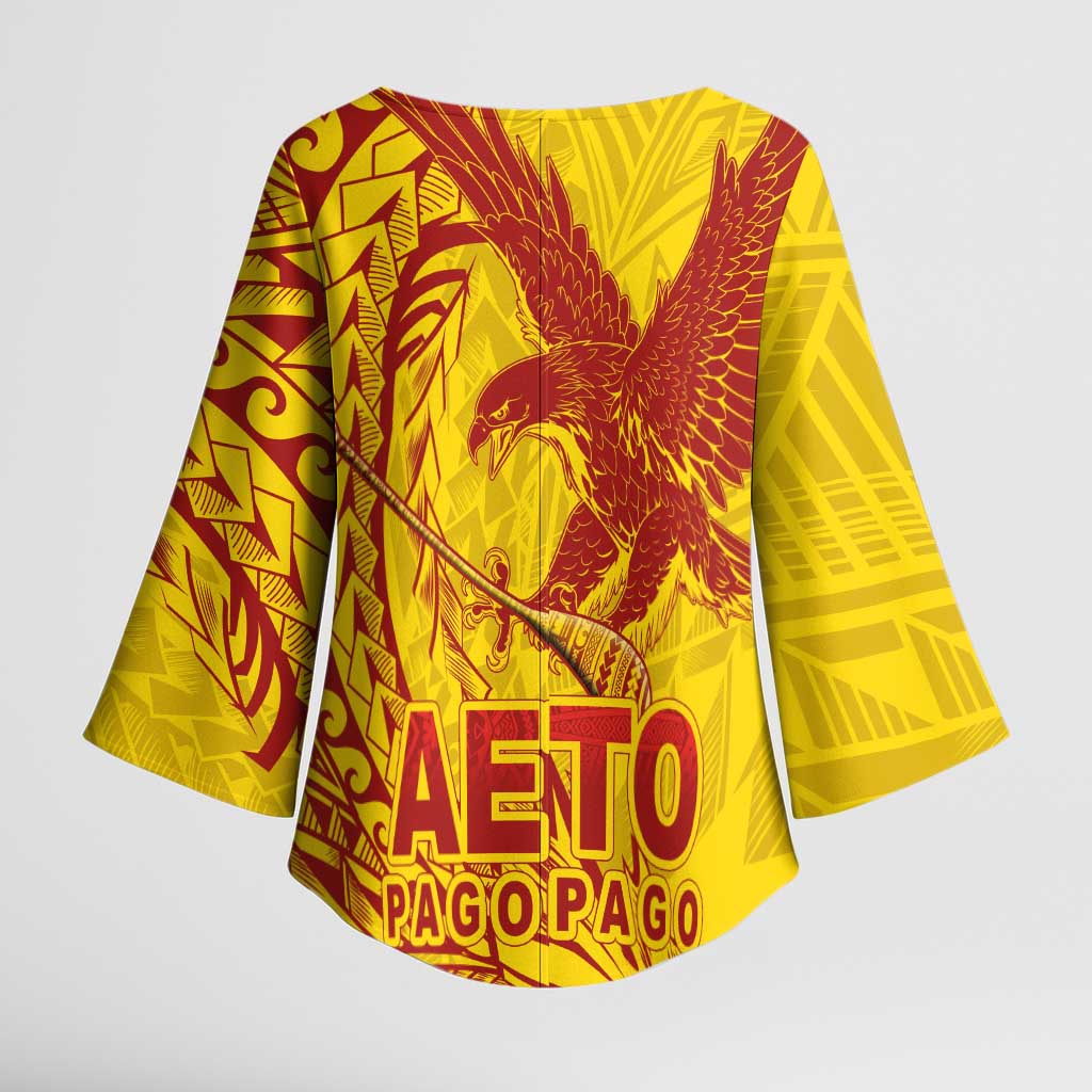 Samoa Pago Pago Aeto Kimono Sleeve Blouse Wingstyle Red-Gold Color - Polynesian Pride