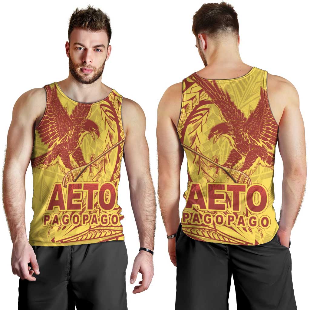Samoa Pago Pago Aeto Men Tank Top Wingstyle Red-Gold Color - Polynesian Pride