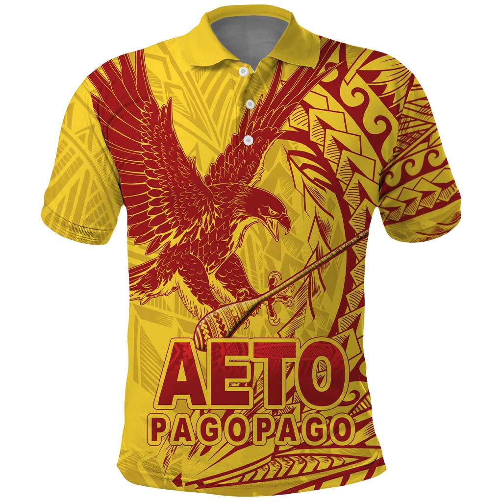 Samoa Pago Pago Aeto Polo Shirt Wingstyle Red-Gold Color - Polynesian Pride