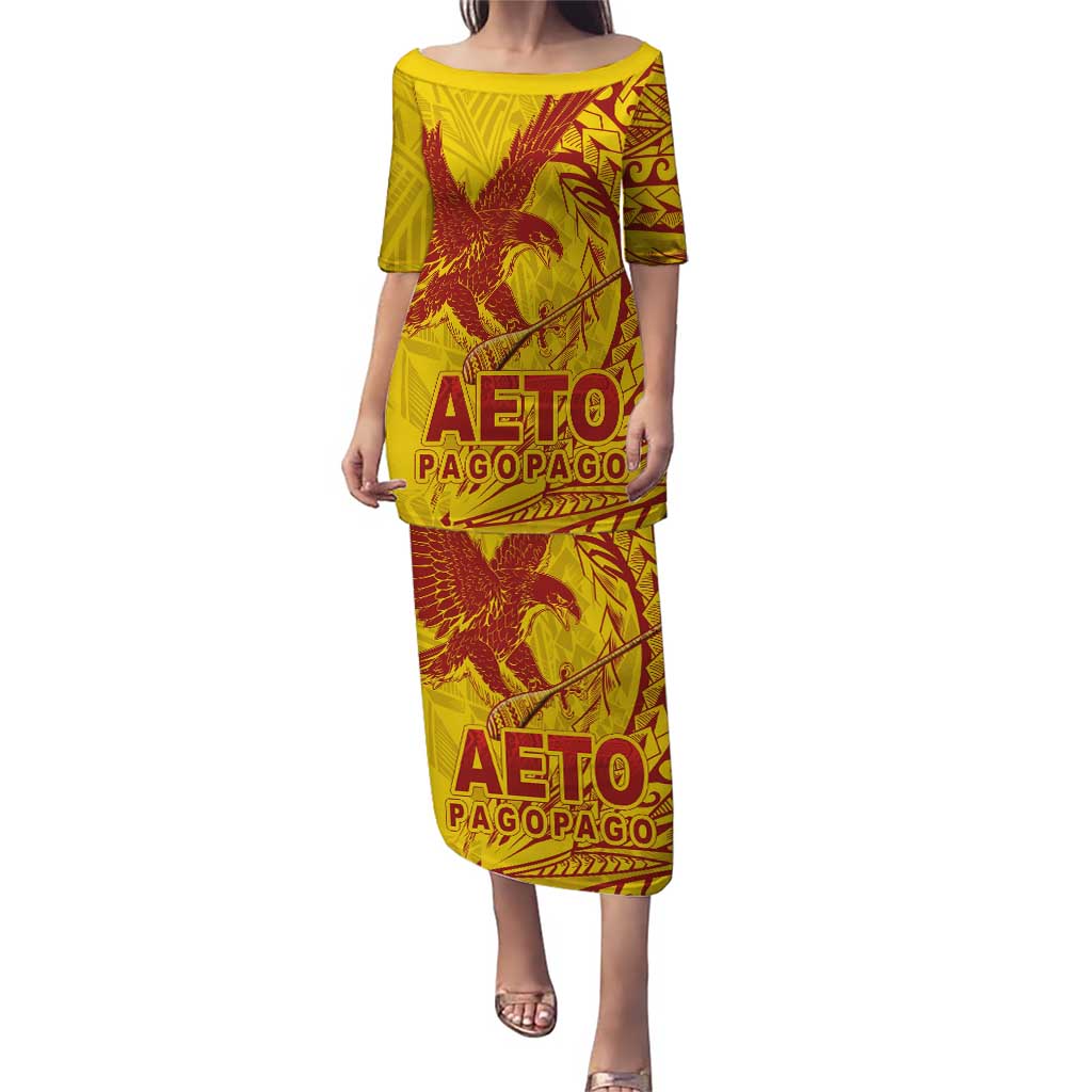 Samoa Pago Pago Aeto Puletasi Wingstyle Red-Gold Color - Polynesian Pride