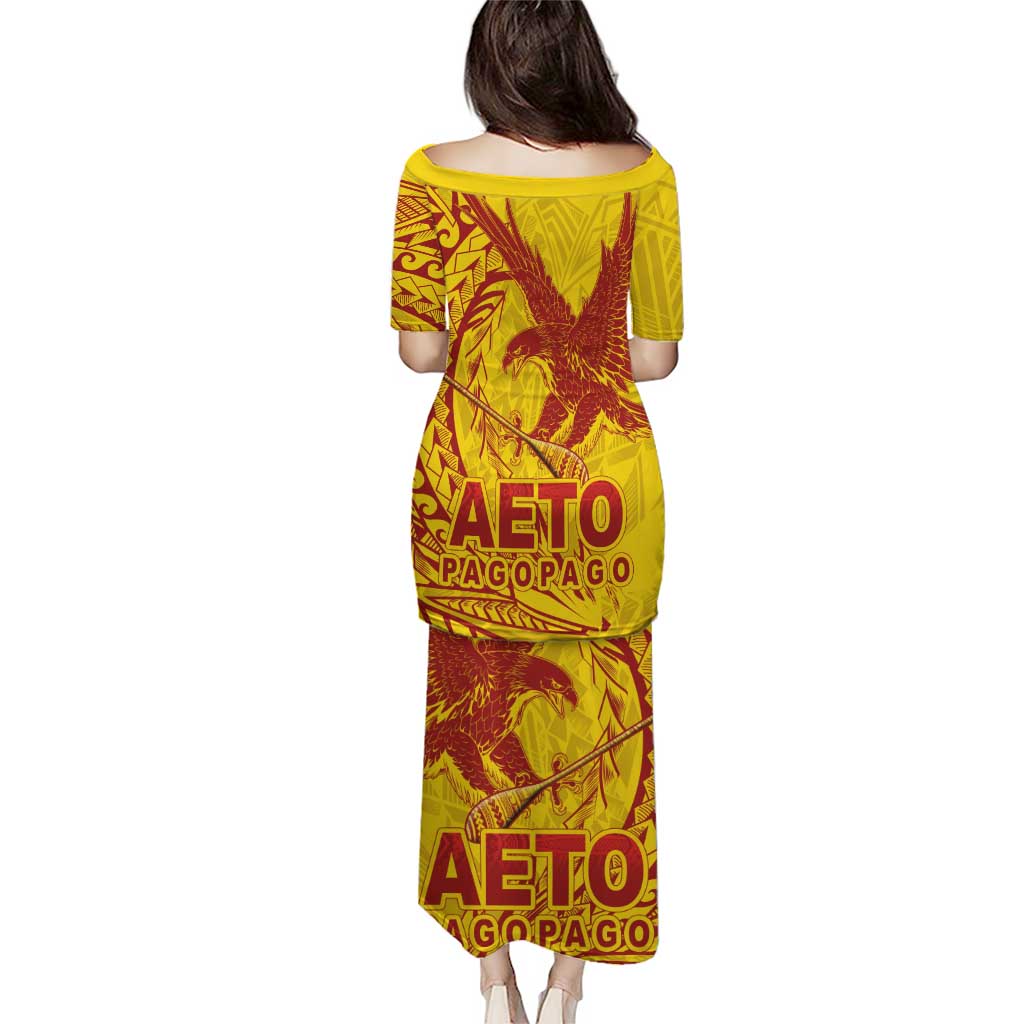 Samoa Pago Pago Aeto Puletasi Wingstyle Red-Gold Color - Polynesian Pride