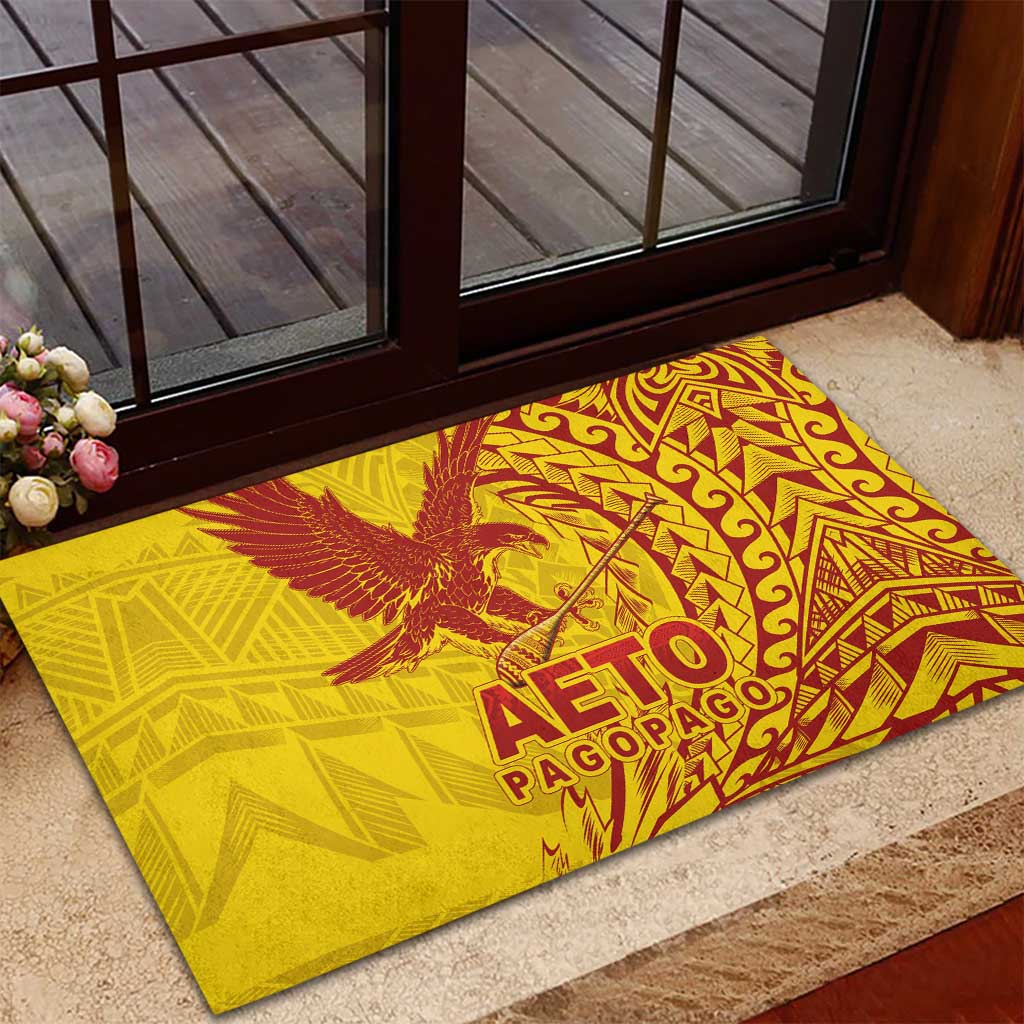 Samoa Pago Pago Aeto Rubber Doormat Wingstyle Red-Gold Color - Polynesian Pride