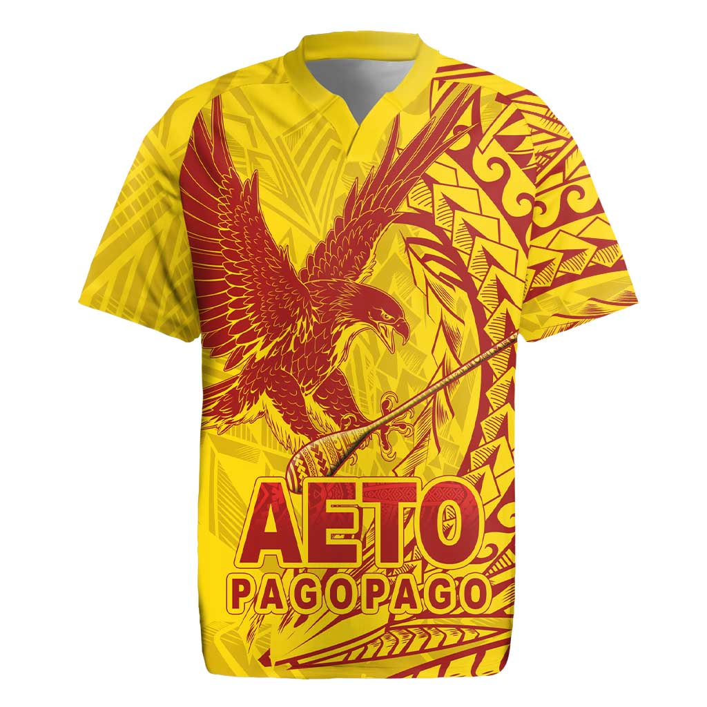 Samoa Pago Pago Aeto Rugby Jersey Wingstyle Red-Gold Color - Polynesian Pride