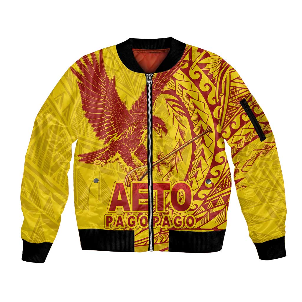 Samoa Pago Pago Aeto Sleeve Zip Bomber Jacket Wingstyle Red-Gold Color - Polynesian Pride