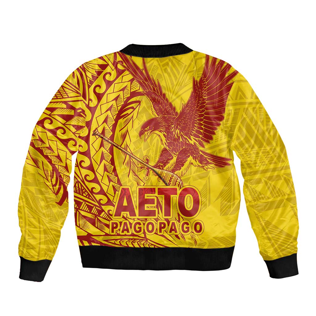 Samoa Pago Pago Aeto Sleeve Zip Bomber Jacket Wingstyle Red-Gold Color - Polynesian Pride