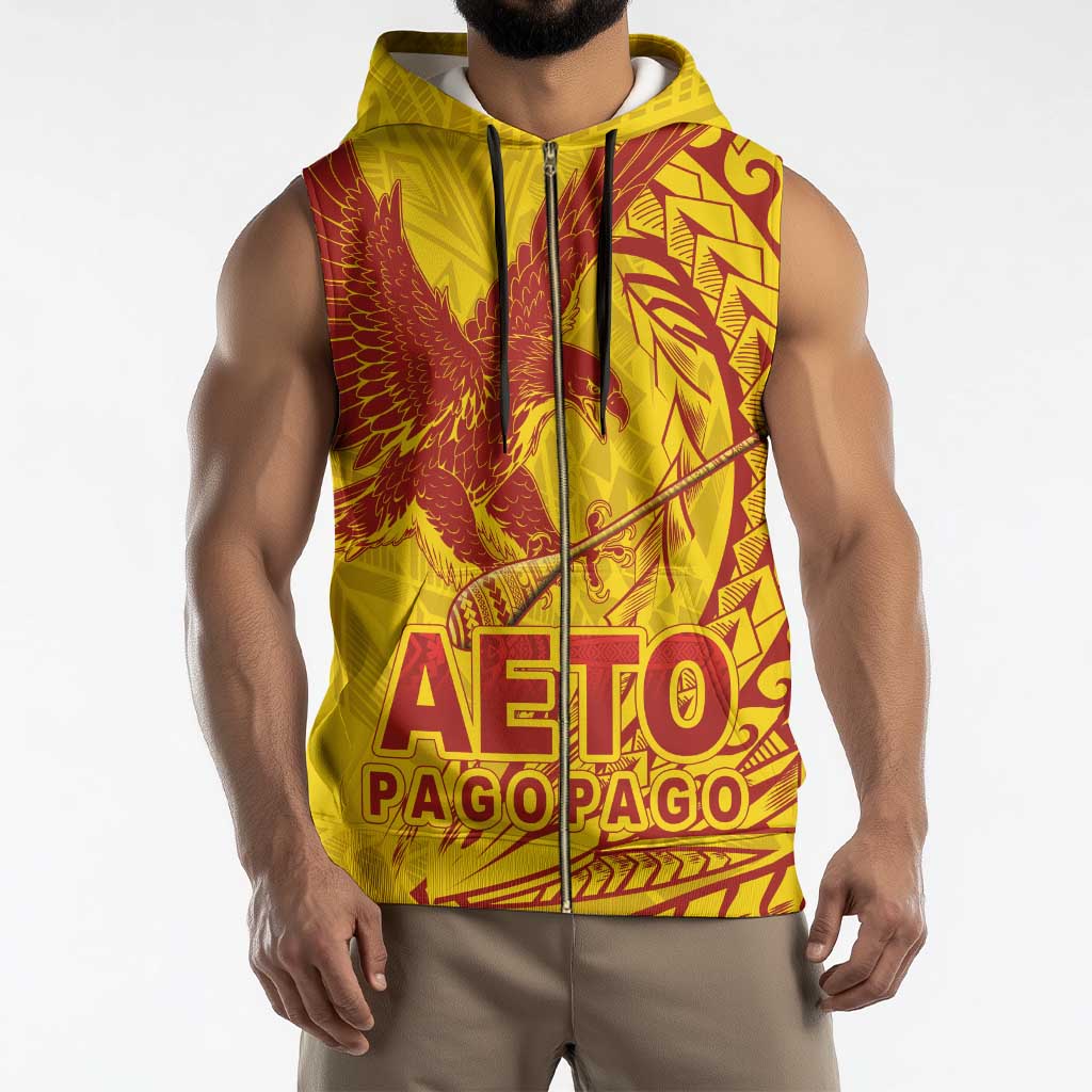 Samoa Pago Pago Aeto Sleeveless Zip Hoodie Wingstyle Red-Gold Color - Polynesian Pride