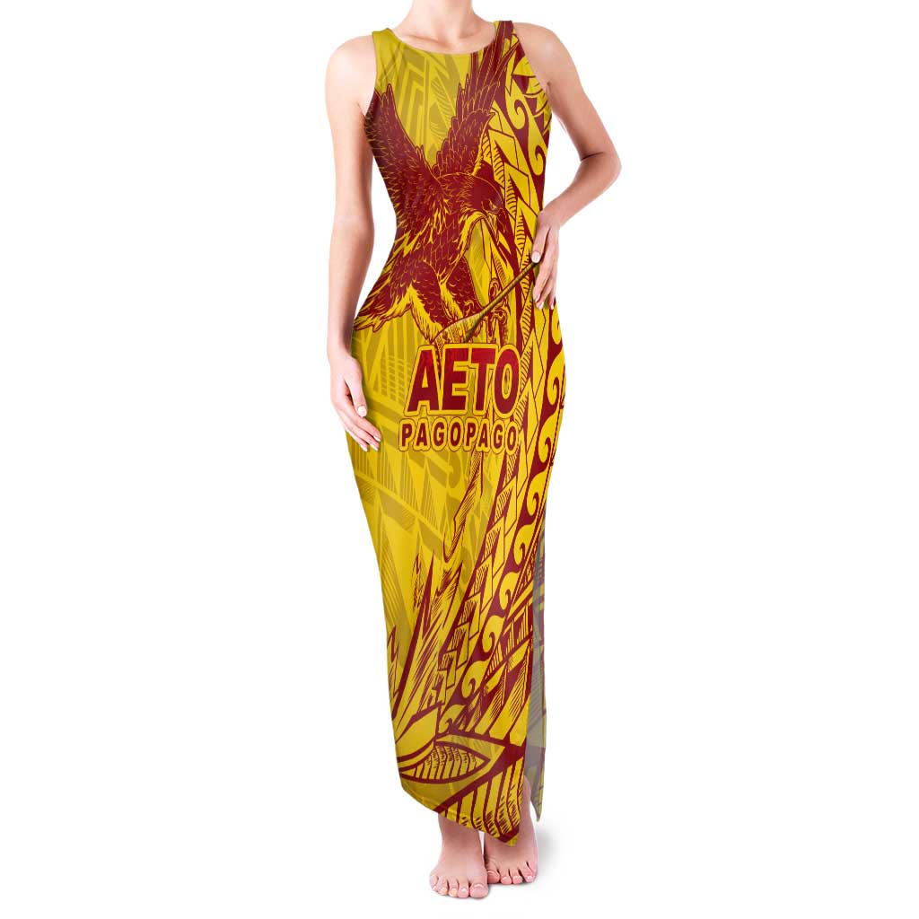 Samoa Pago Pago Aeto Tank Maxi Dress Wingstyle Red-Gold Color - Polynesian Pride
