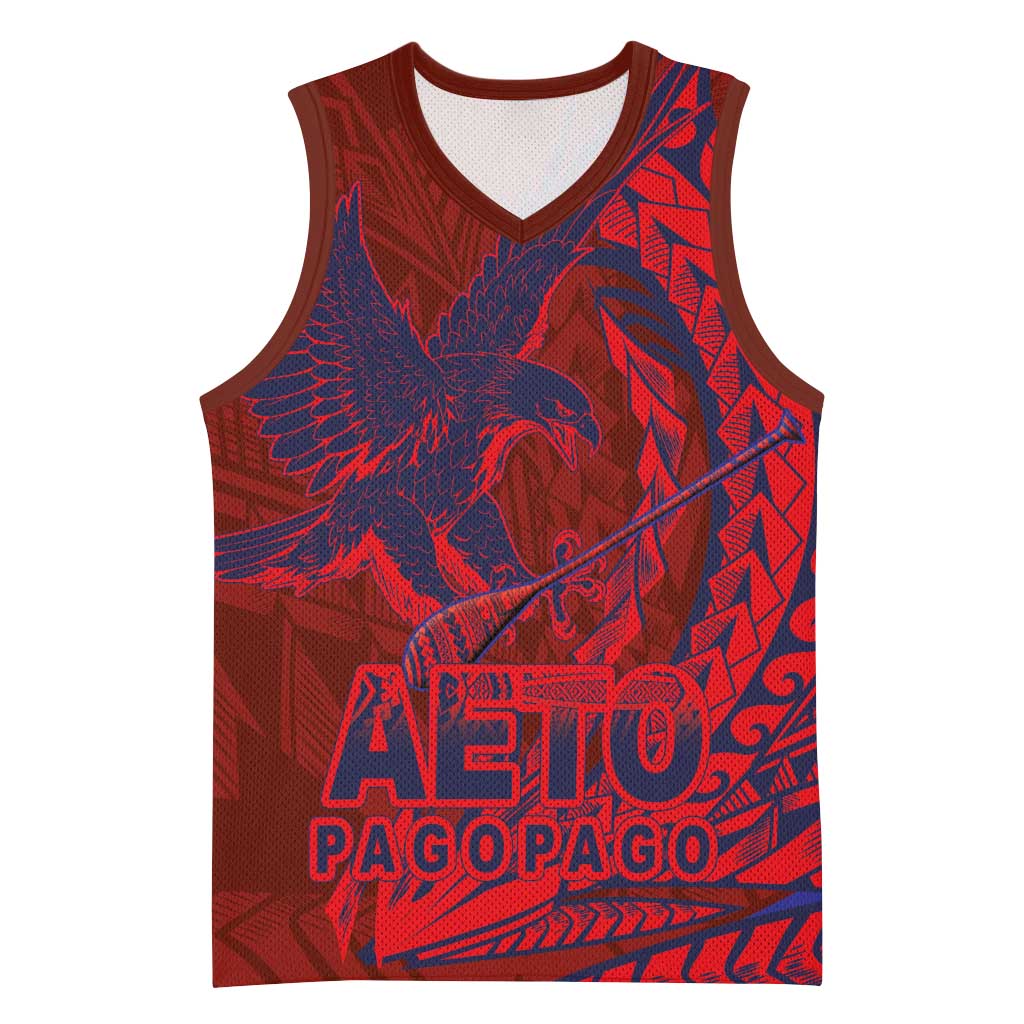 Samoa Pago Pago Aeto Basketball Jersey Wingstyle Red-Blue Color - Polynesian Pride