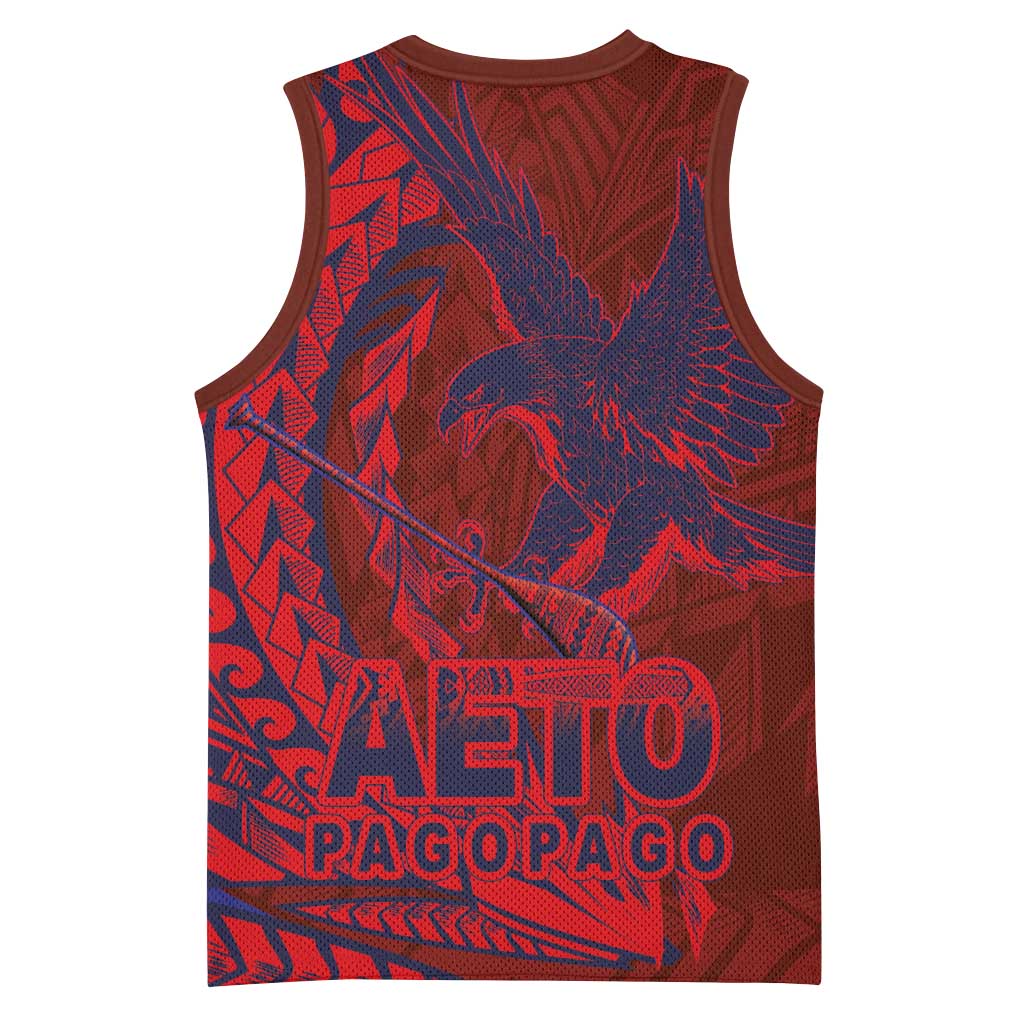 Samoa Pago Pago Aeto Basketball Jersey Wingstyle Red-Blue Color - Polynesian Pride
