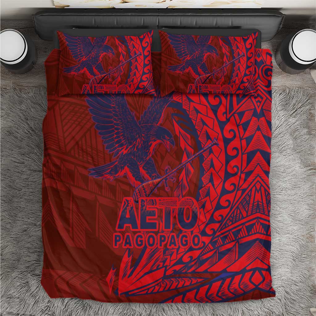 Samoa Pago Pago Aeto Bedding Set Wingstyle Red-Blue Color - Polynesian Pride