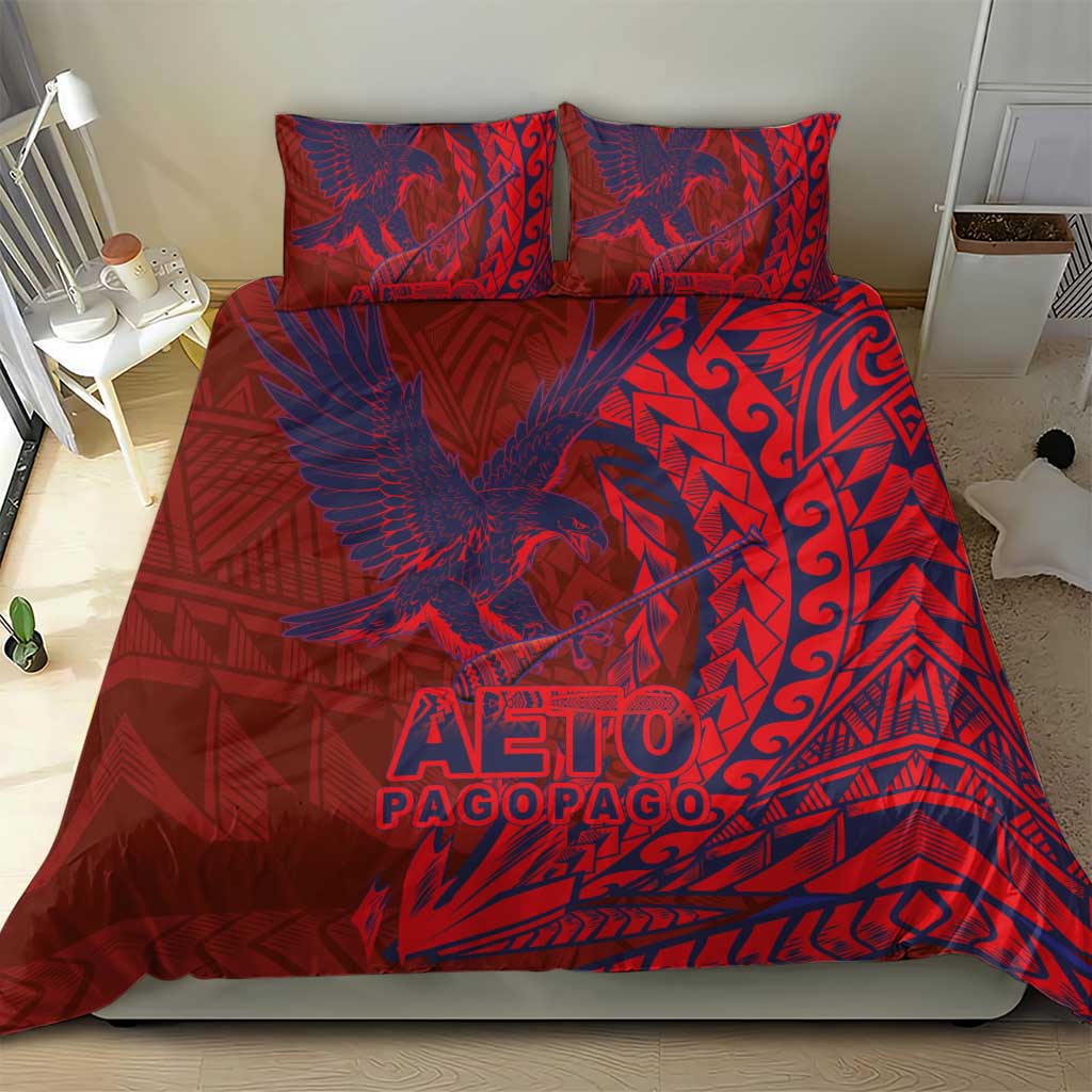 Samoa Pago Pago Aeto Bedding Set Wingstyle Red-Blue Color - Polynesian Pride