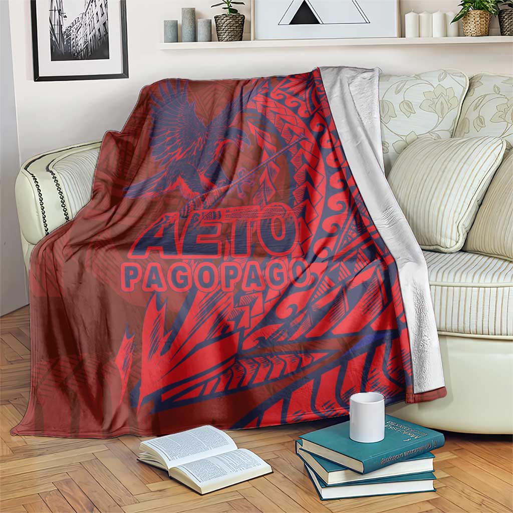 Samoa Pago Pago Aeto Blanket Wingstyle Red-Blue Color - Polynesian Pride