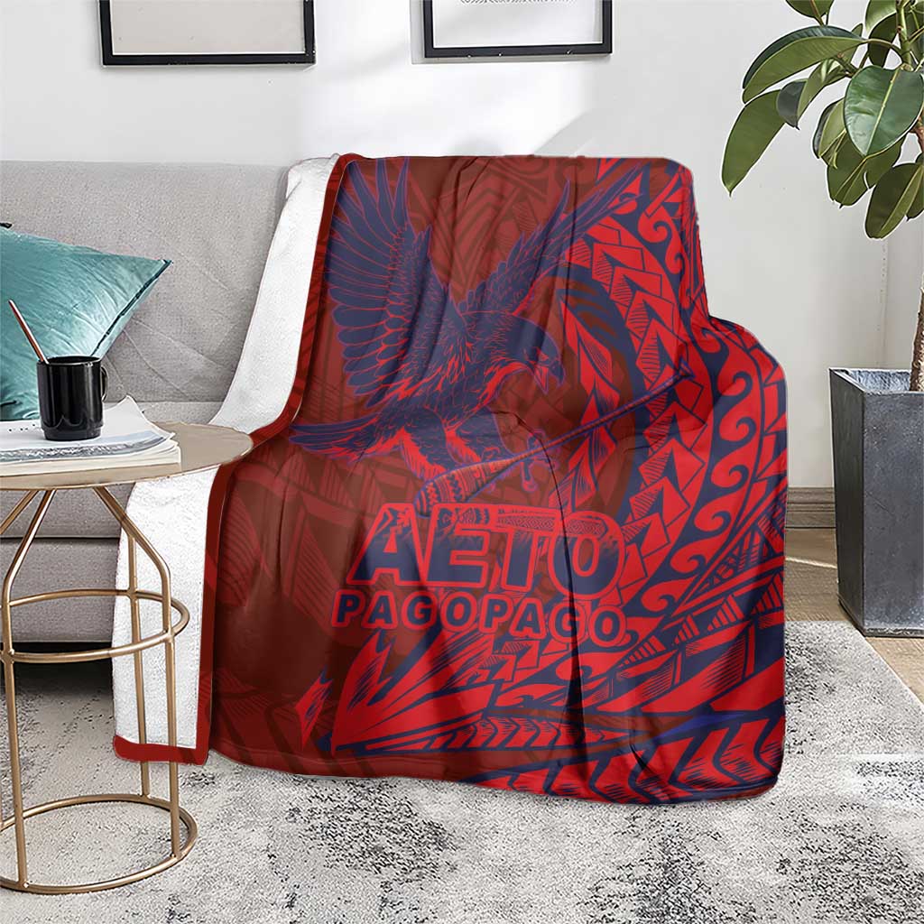 Samoa Pago Pago Aeto Blanket Wingstyle Red-Blue Color - Polynesian Pride