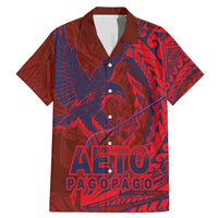 Samoa Pago Pago Aeto Family Matching Mermaid Dress and Hawaiian Shirt Wingstyle Red-Blue Color - Polynesian Pride