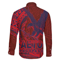 Samoa Pago Pago Aeto Family Matching Mermaid Dress and Hawaiian Shirt Wingstyle Red-Blue Color - Polynesian Pride
