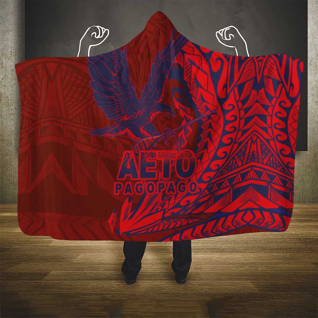Samoa Pago Pago Aeto Hooded Blanket Wingstyle Red-Blue Color - Polynesian Pride