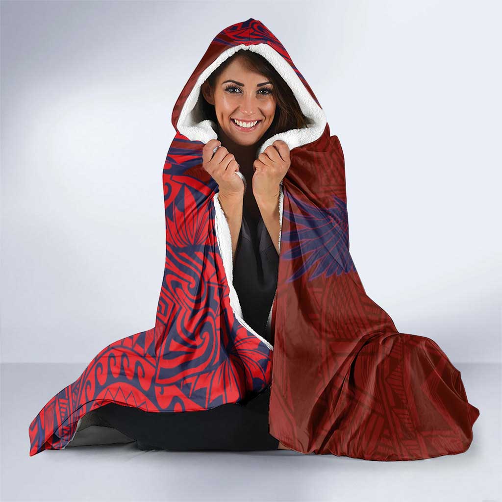 Samoa Pago Pago Aeto Hooded Blanket Wingstyle Red-Blue Color - Polynesian Pride